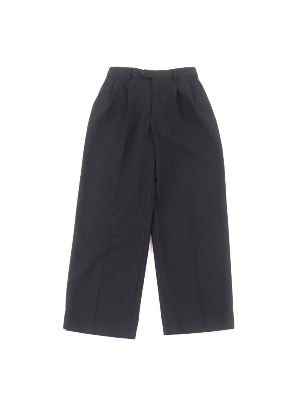 Celine Wool 100% Center Crease Two Tuck Wide Pants Trousers Black 34